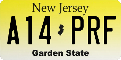 NJ license plate A14PRF