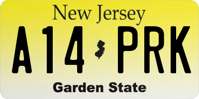 NJ license plate A14PRK