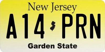 NJ license plate A14PRN
