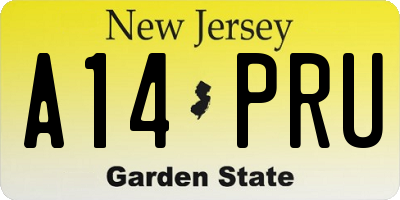 NJ license plate A14PRU