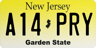 NJ license plate A14PRY