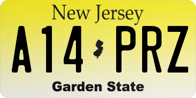 NJ license plate A14PRZ