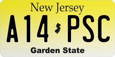 NJ license plate A14PSC