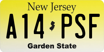 NJ license plate A14PSF