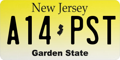 NJ license plate A14PST