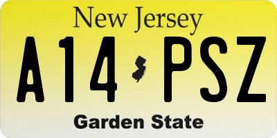 NJ license plate A14PSZ
