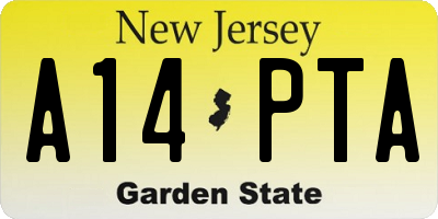 NJ license plate A14PTA