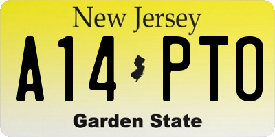 NJ license plate A14PTO