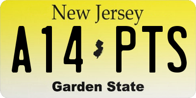 NJ license plate A14PTS