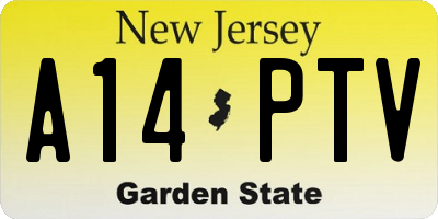 NJ license plate A14PTV
