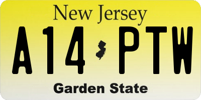 NJ license plate A14PTW