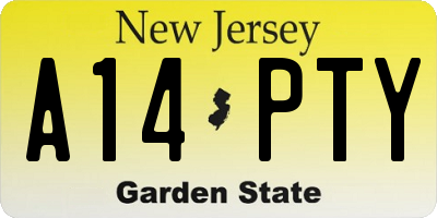 NJ license plate A14PTY