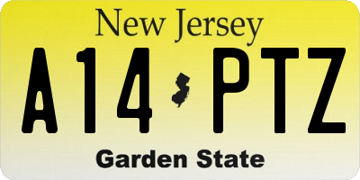 NJ license plate A14PTZ
