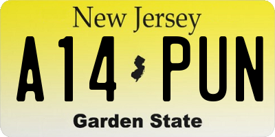 NJ license plate A14PUN