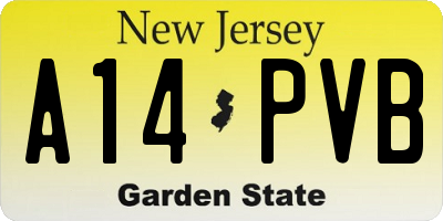 NJ license plate A14PVB