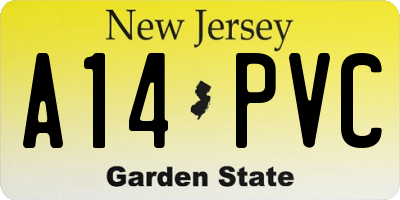 NJ license plate A14PVC