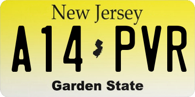 NJ license plate A14PVR