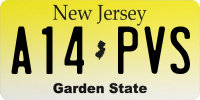 NJ license plate A14PVS