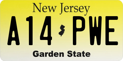 NJ license plate A14PWE
