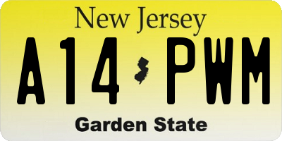 NJ license plate A14PWM