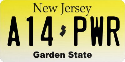 NJ license plate A14PWR