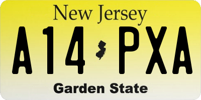 NJ license plate A14PXA