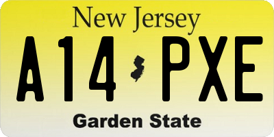 NJ license plate A14PXE