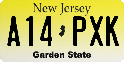 NJ license plate A14PXK