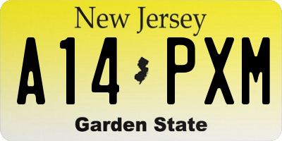 NJ license plate A14PXM