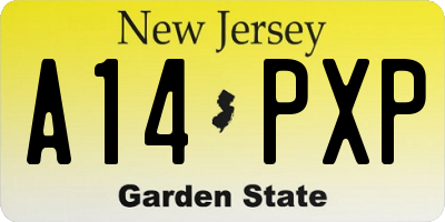 NJ license plate A14PXP