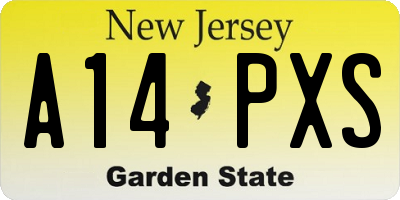 NJ license plate A14PXS