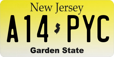 NJ license plate A14PYC
