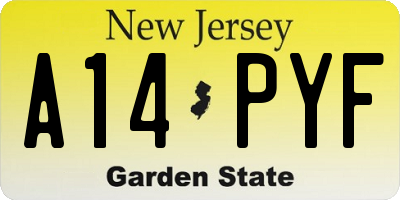 NJ license plate A14PYF