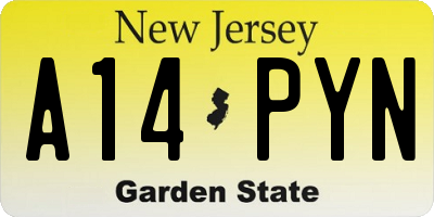 NJ license plate A14PYN