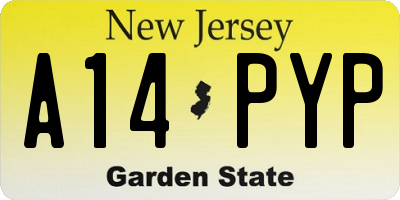 NJ license plate A14PYP