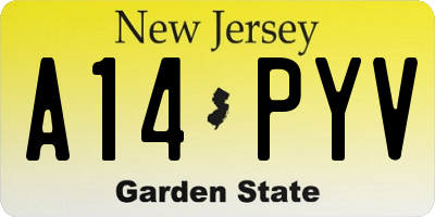 NJ license plate A14PYV