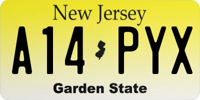 NJ license plate A14PYX