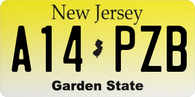 NJ license plate A14PZB