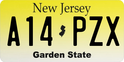 NJ license plate A14PZX