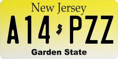 NJ license plate A14PZZ