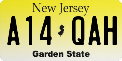 NJ license plate A14QAH