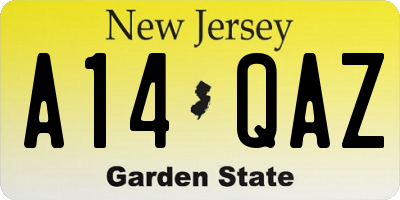 NJ license plate A14QAZ