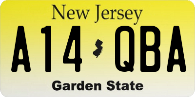 NJ license plate A14QBA
