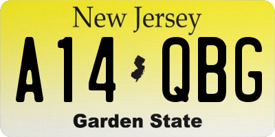 NJ license plate A14QBG