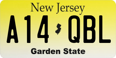 NJ license plate A14QBL