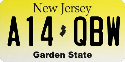 NJ license plate A14QBW