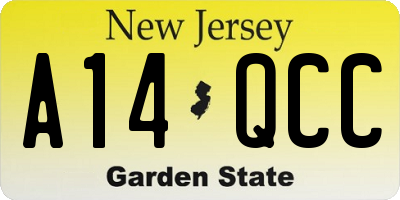NJ license plate A14QCC