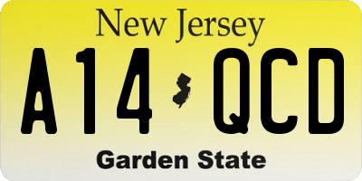 NJ license plate A14QCD