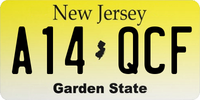 NJ license plate A14QCF