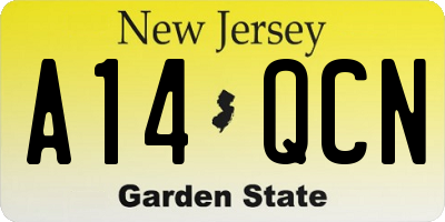 NJ license plate A14QCN